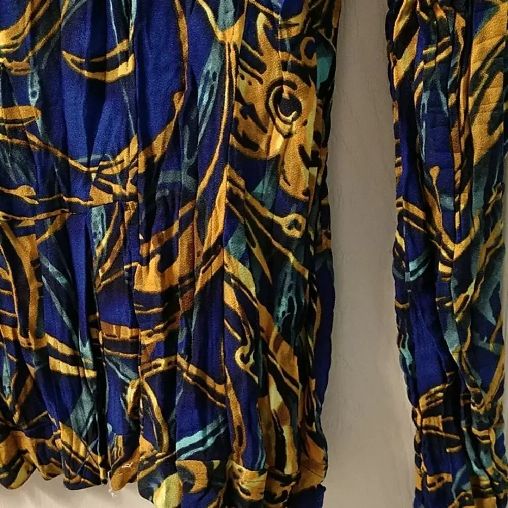 NWT Alberto Makali Blue & Gold Crinkle Blazer size Large